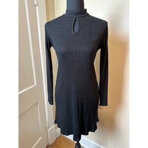 RVCA Black Dress Womens Small Mock Neck Long Sleeve Skater Dress A-Line